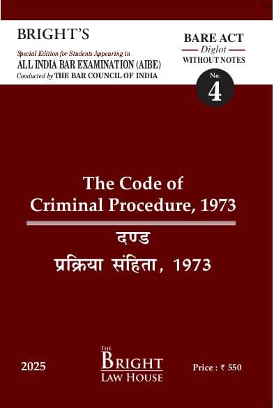 Code of Criminal Procedure, 1973 (CrPC) (Diglot) [English/Hindi] Bare Act (Without Notes) For All India Bar Examination